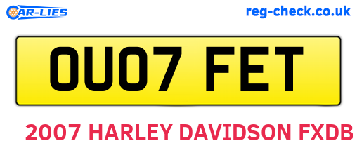 OU07FET are the vehicle registration plates.