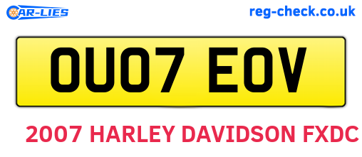 OU07EOV are the vehicle registration plates.