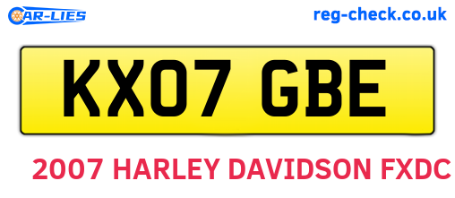 KX07GBE are the vehicle registration plates.