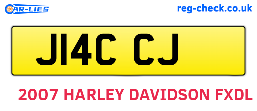 J14CCJ are the vehicle registration plates.