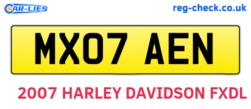 MX07AEN are the vehicle registration plates.