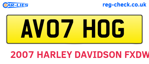 AV07HOG are the vehicle registration plates.