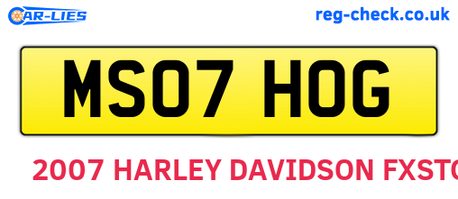 MS07HOG are the vehicle registration plates.
