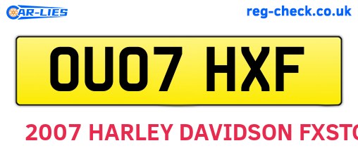 OU07HXF are the vehicle registration plates.