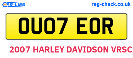 OU07EOR are the vehicle registration plates.