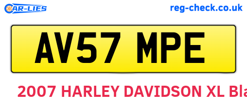 AV57MPE are the vehicle registration plates.