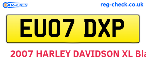 EU07DXP are the vehicle registration plates.