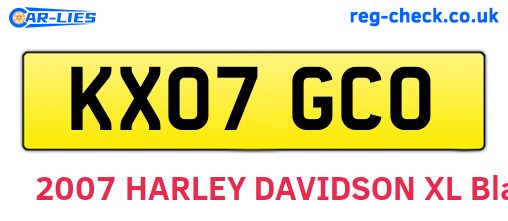 KX07GCO are the vehicle registration plates.