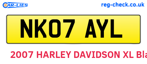 NK07AYL are the vehicle registration plates.