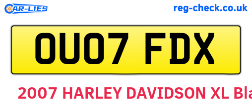 OU07FDX are the vehicle registration plates.