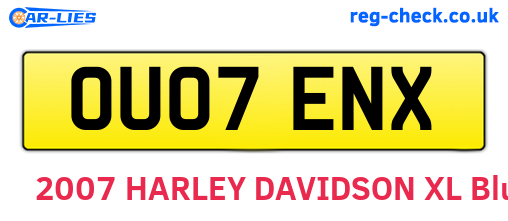 OU07ENX are the vehicle registration plates.
