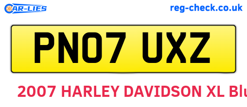 PN07UXZ are the vehicle registration plates.