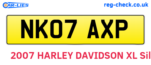 NK07AXP are the vehicle registration plates.