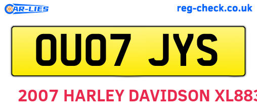 OU07JYS are the vehicle registration plates.