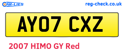 AY07CXZ are the vehicle registration plates.