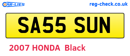 SA55SUN are the vehicle registration plates.