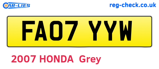 FA07YYW are the vehicle registration plates.