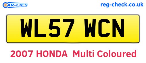 WL57WCN are the vehicle registration plates.