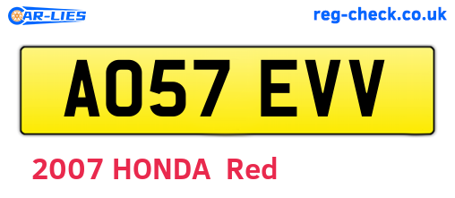 AO57EVV are the vehicle registration plates.