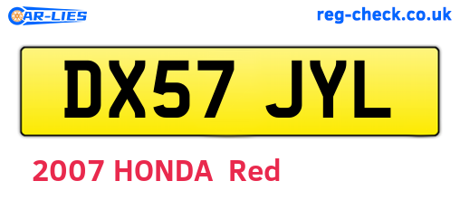 DX57JYL are the vehicle registration plates.