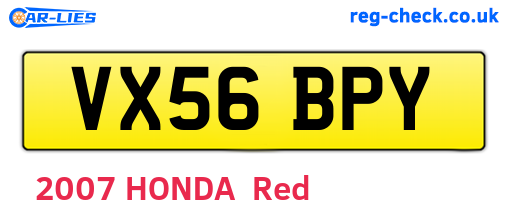 VX56BPY are the vehicle registration plates.