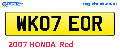 WK07EOR are the vehicle registration plates.