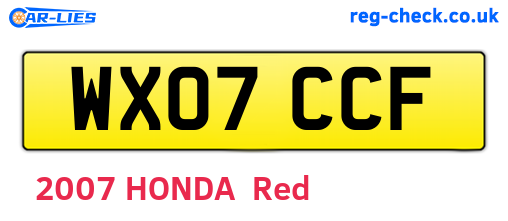 WX07CCF are the vehicle registration plates.