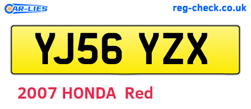 YJ56YZX are the vehicle registration plates.