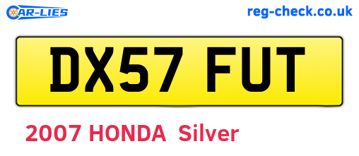 DX57FUT are the vehicle registration plates.