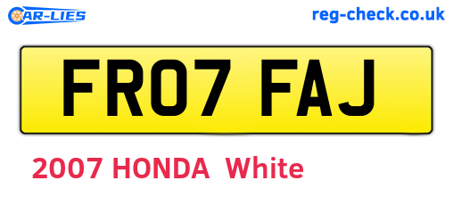 FR07FAJ are the vehicle registration plates.