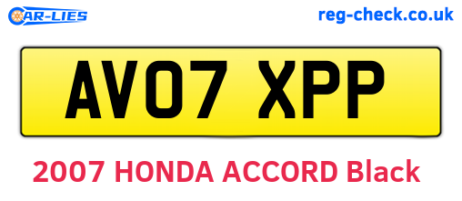 AV07XPP are the vehicle registration plates.