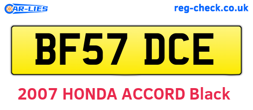 BF57DCE are the vehicle registration plates.