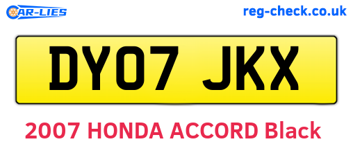 DY07JKX are the vehicle registration plates.