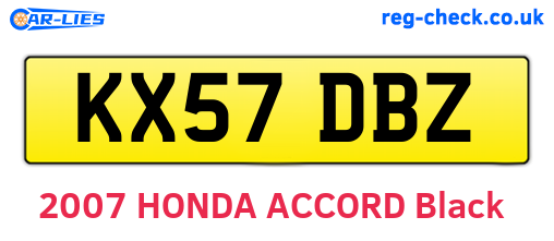 KX57DBZ are the vehicle registration plates.
