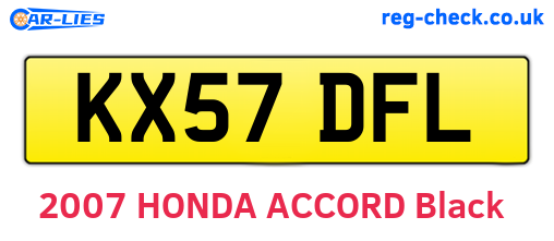 KX57DFL are the vehicle registration plates.