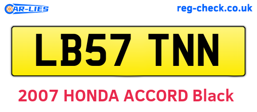 LB57TNN are the vehicle registration plates.