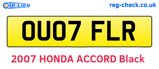 OU07FLR are the vehicle registration plates.