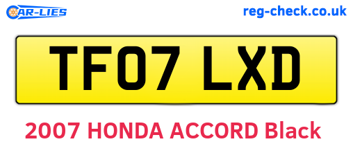 TF07LXD are the vehicle registration plates.