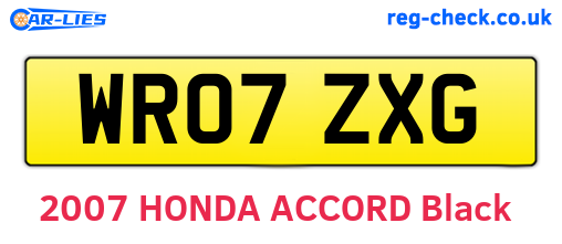 WR07ZXG are the vehicle registration plates.