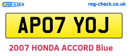 AP07YOJ are the vehicle registration plates.