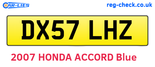 DX57LHZ are the vehicle registration plates.
