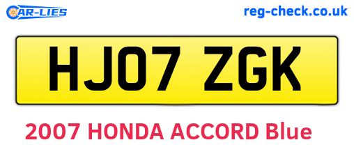 HJ07ZGK are the vehicle registration plates.