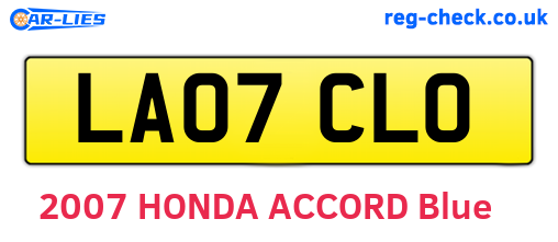 LA07CLO are the vehicle registration plates.