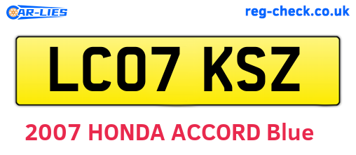LC07KSZ are the vehicle registration plates.