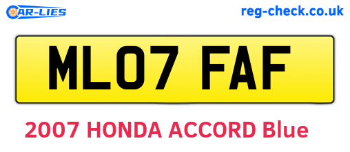 ML07FAF are the vehicle registration plates.