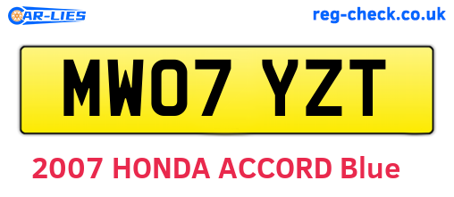 MW07YZT are the vehicle registration plates.