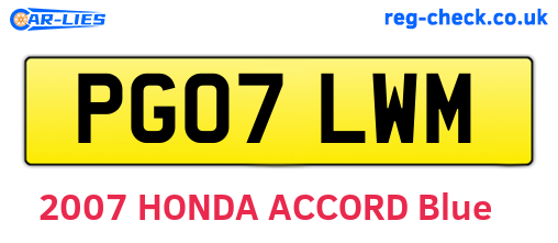 PG07LWM are the vehicle registration plates.