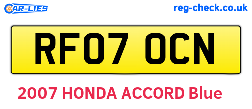RF07OCN are the vehicle registration plates.