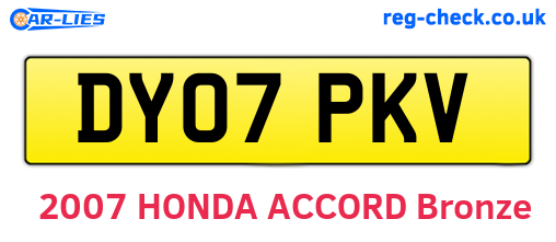 DY07PKV are the vehicle registration plates.