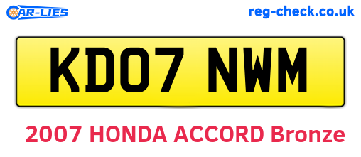 KD07NWM are the vehicle registration plates.